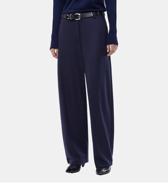Pantalon ample en flanelle de jersey - Pinko - Bleu veste marin