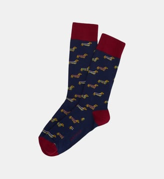 Chaussettes en coton - Teckel Marine - Arthur - Marine