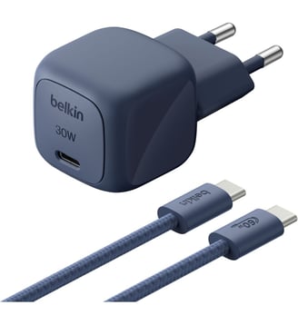 Chargeur USB-C 30W + cable USB-C 2m Bleu - Belkin - Standard