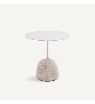 Bout de canapé marbre et métal fer Ø45 cm Balastro - AM.PM - Grège