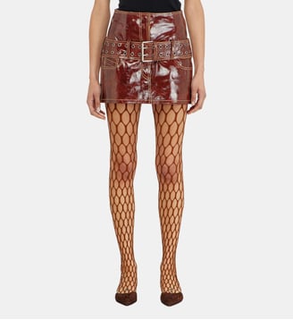 Mini-jupe en cuir verni avec ceinture - Diesel - Marron