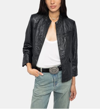 Blazer Veryn Cuir Froissé - Zadig&Voltaire - Noir