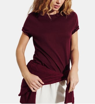 T-shirt droit en coton et cachemire - Bompard - Oxalis