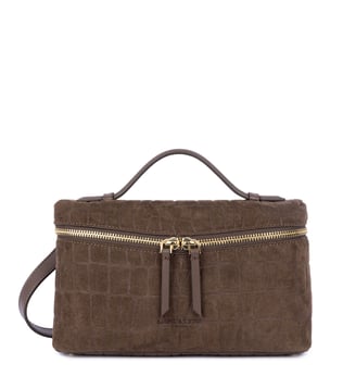 Sac boite Suède Exo en cuir - Lancaster - Marron