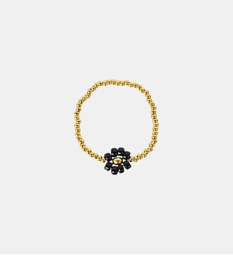 Bague  Prairie avec fleurs à perles Miyuki - Les Cléias - Noir