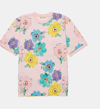 T-shirt à col rond avec motif fleuri - Marni - Rose