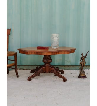 Guéridon en bois Alfred N°1416- Produit chiné - Debongout - Bois foncé