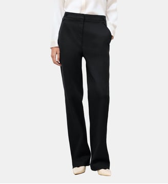 Pantalon pont - Motif uni - Coton - Coupe large - Caroll - Noir
