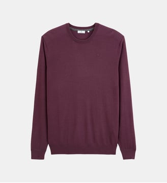 Pull Mao essentiel col rond - Serge Blanco - Rouge bordeaux