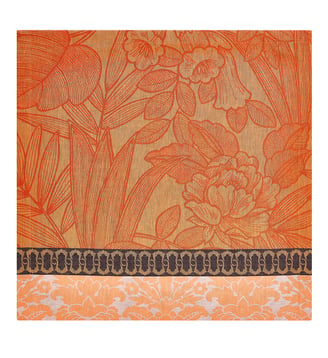 Serviette de table Escapade Tropicale 100% lin - Le Jacquard Francais - Orange cuit