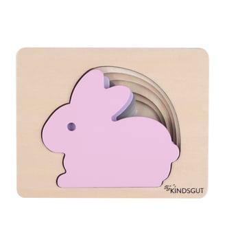 Puzzle animaux lapin en bois - Kindsgut - Multicolore