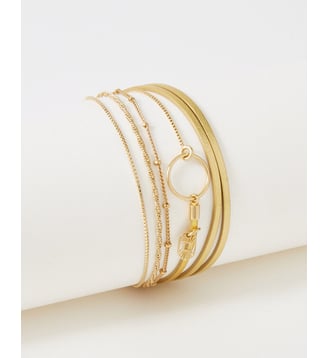 bracelet cuirs et chaines Clover Metallic Gold Flowers for Zoe