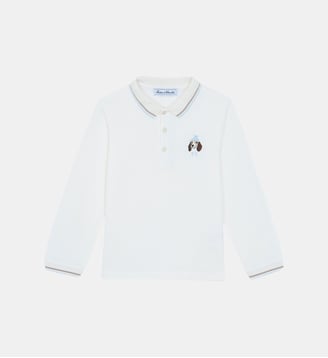 Polo -  coton broderie chien - Tartine Et Chocolat - Écru