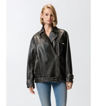 Veste de motard en cuir - Pinko - Noir