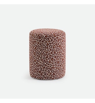 Pouf en tissu texturé, motif léopard - La Redoute Interieurs - Léopard marron