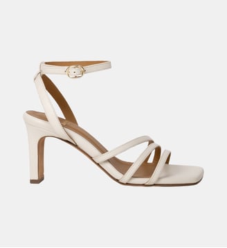 Sandales à Talon Davina Cuir d Agneau - Bobbies - Crème