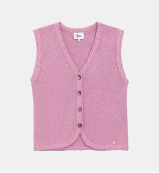 Gilet col v uni MELBA - La Petite Etoile - Rose