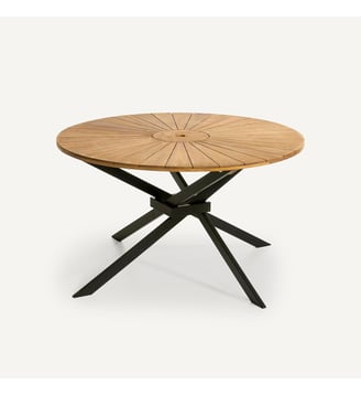 Table de jardin ronde, en acacia, 6 personnes - AM.PM - Naturel noir