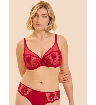 Soutien-gorge avec armature décolleté plongeant - Rouge Opéra - Simone Pérèle - Rouge opéra