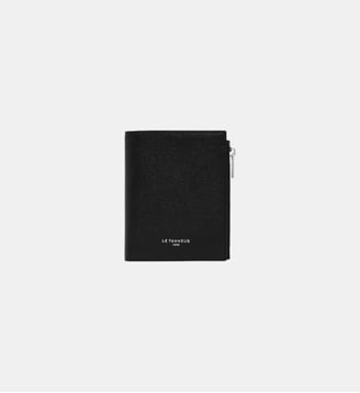 Petit portefeuille vertical zippé Lucien en cuir grainé - Le Tanneur - Noir