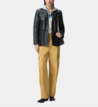Blazer à simple boutonnage en cuir nappa - Pinko - Noir