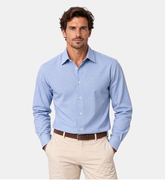 Chemise mini pied de poule coupe cintrée - Atelier Privé - Ciel
