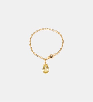 Bague chaînette pampille Mia - Or 750‰ Saphir jaune YAY Paris