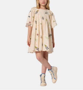 Robe en popeline - Kenzo Kids - Beige et rose
