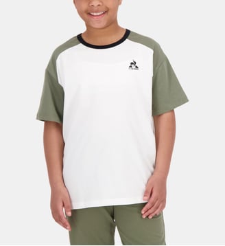 T-shirt logo en coton - Le Coq Sportif - Blanc et kaki