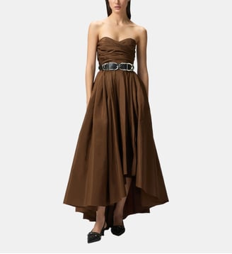 Robe de cérémonie en taffetas à encolure cœur - Pinko - Marron foncé