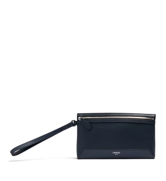  Pochette zippée S Milo en cuir signature - Lancel - Bleu