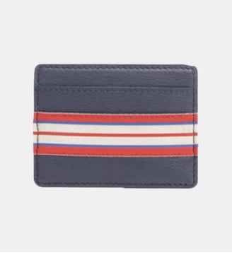 Porte-cartes simple Le Parisien cuir - Ines de la Fressange Paris - Bleu