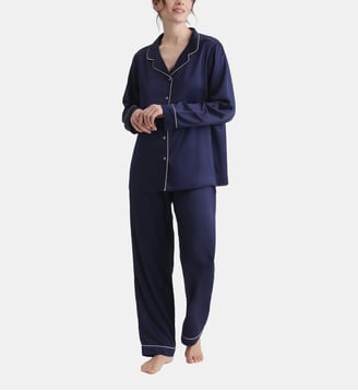 Ensemble de pyjama manches longues satiné Don't Disturb - Dim - Bleu marine