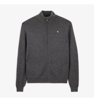 Gilet zippé Malone en maille laine - Serge Blanco - Gris chine