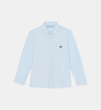 Chemise - Ciel coton col pointu broderie - Tartine Et Chocolat - Bleu ciel