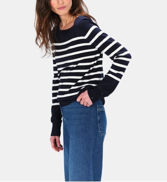 Pull mjulie - Motif rayures - Coupe droite - Caroll - Bleu marine