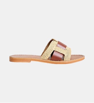 Mules plates Wilou raphia - Jonak - Beige cognac