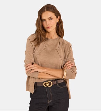 Gilet À Manches Longues En Laine Alice Bis - Maison 123 - Tabac