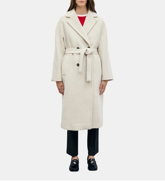 Manteau long croisé en laine et alpaga -ALAN Gerard Darel