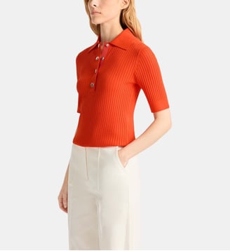 Polo manches courtes vera col chemise coupe ajustée - Fusalp - Paprika