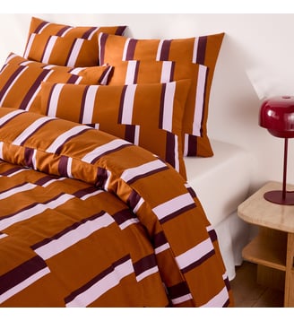 Housse de couette en coton, imprimé géométrique - La Redoute Interieurs - Caramel, lilas et prune