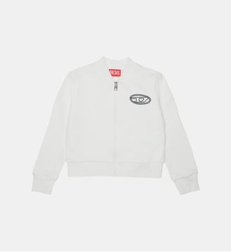 Sweat-shirt zippé intégralement avec logo - Diesel Kids - Blanc cassé