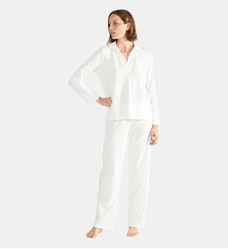 Pyjama col polo en jersey, Envoutante - Laurence Tavernier - Écru