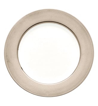 Assiette de présentation en porcelaine finition platine - GUILLOCHÉ - Christofle - Blanc