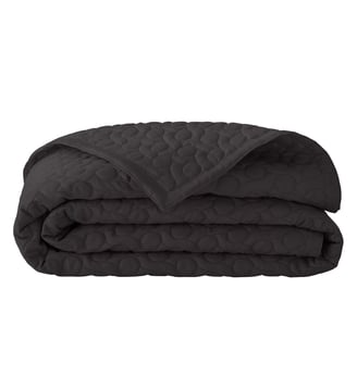 Couvre-lit matelassé uni en satin de coton bio, POESIE - Alexandre Turpault - Gris éclipse