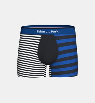Boxer à rayures en coton - Eden Park - Bleu marine