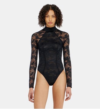 Body en dentelle nylon avec dos ouvert - Diesel - Noir