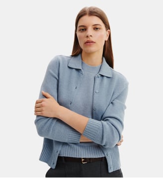 Cardigan col polo Lison - Bompard - Bleu glacier