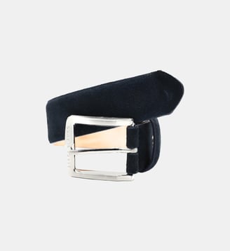Ceinture en nubuck réglable - Serge Blanco - Bleu marine