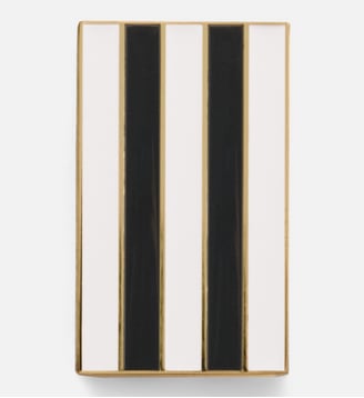 Petite Boite Ami De Coeur à Rayures en métal unisexe - AMI Paris - Or, noir et blanc creme
